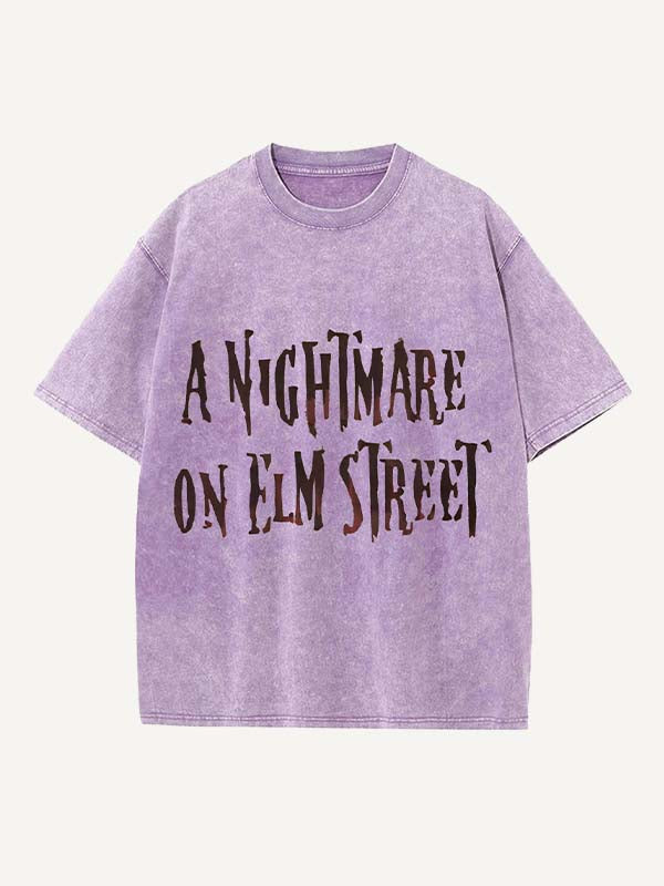 Distressed Washed Horror Print Round Neck T-shirt