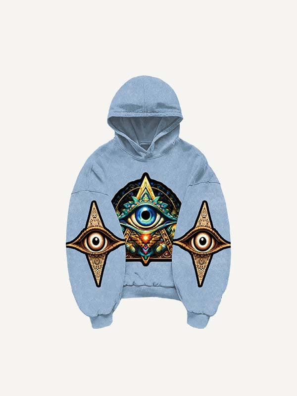 Eye&Graphic Print Slant Pockets Hoodie
