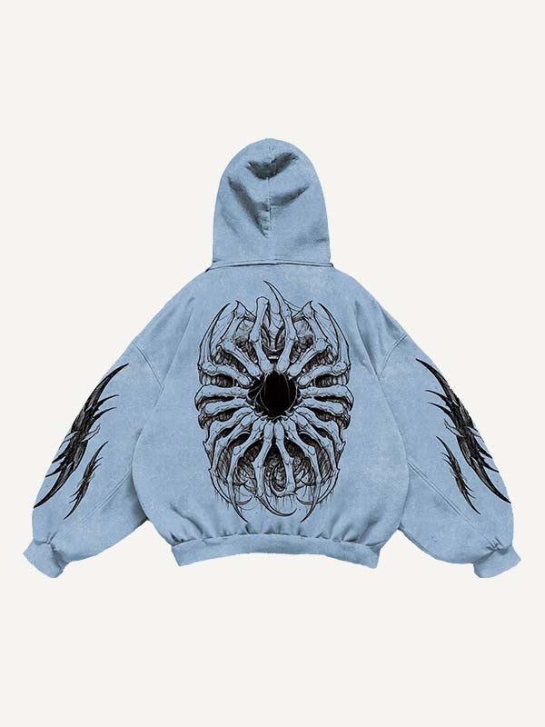 Figure&Graphic Print Slant Pockets Hoodie