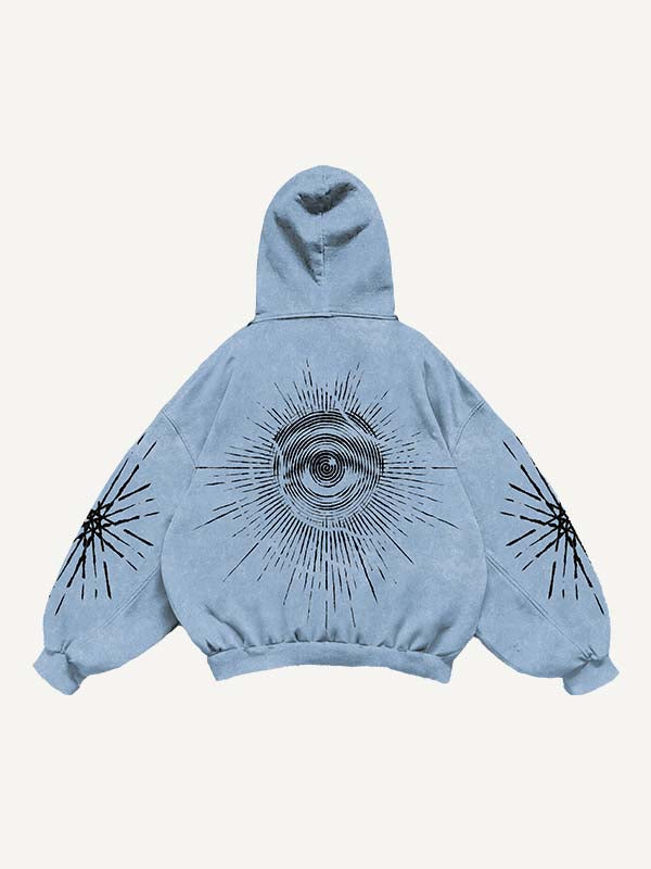 Eye&Tears&Graphic Print Slant Pockets Hoodie
