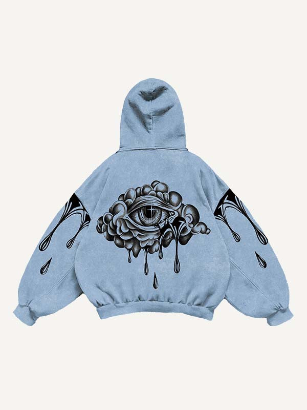 Eye&Graphic Print Slant Pockets Hoodie