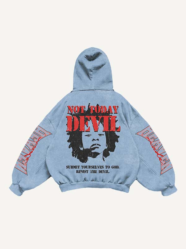 Funny Faith Print Slant Pockets Hoodie