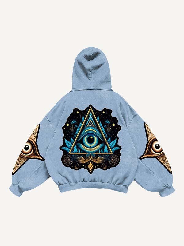 Eye&Graphic Print Slant Pockets Hoodie