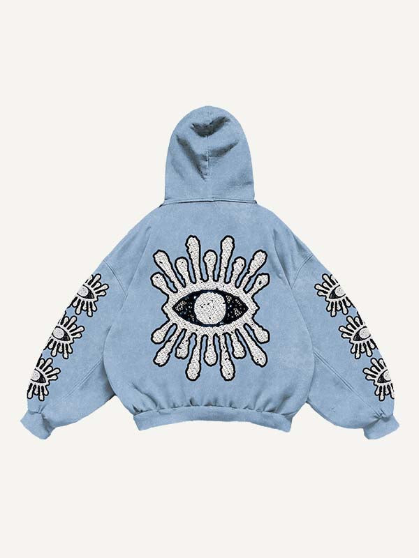 Eye&Heart Print Slant Pockets Hoodie