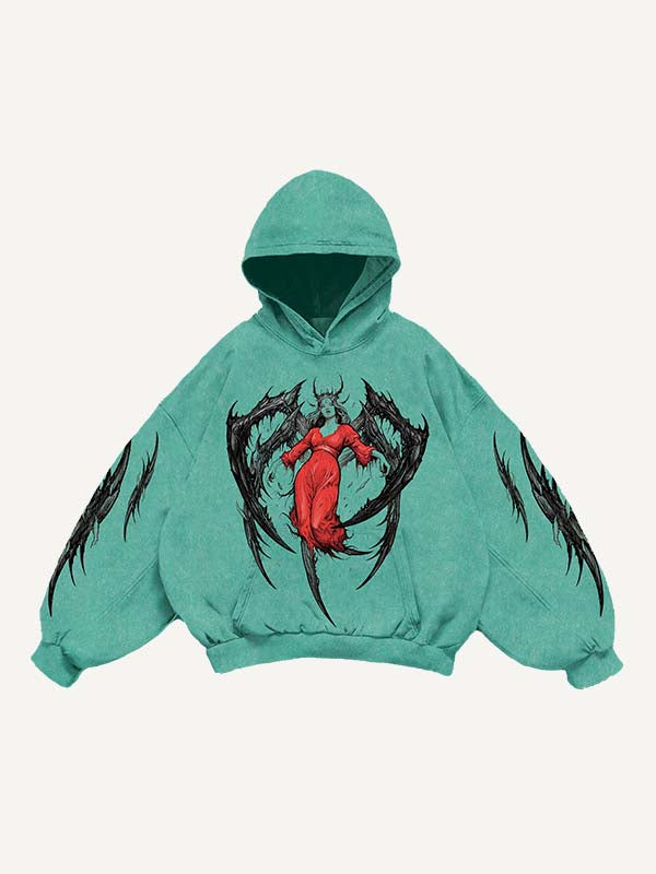 Figure&Graphic Print Slant Pockets Hoodie
