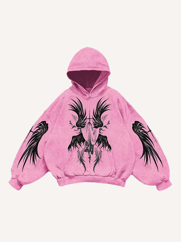 Figure&Wing Print Slant Pockets Hoodie