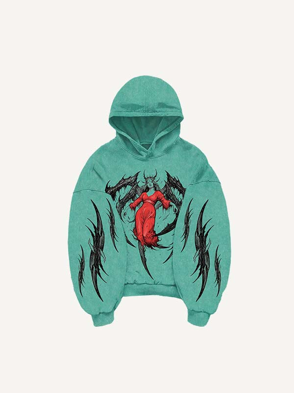Figure&Graphic Print Slant Pockets Hoodie