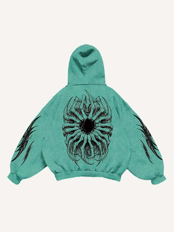 Figure&Graphic Print Slant Pockets Hoodie