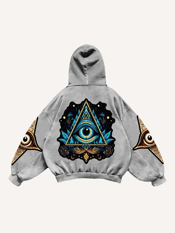 Eye&Graphic Print Slant Pockets Hoodie