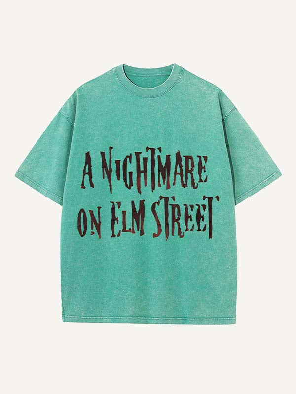 Distressed Washed Horror Print Round Neck T-shirt