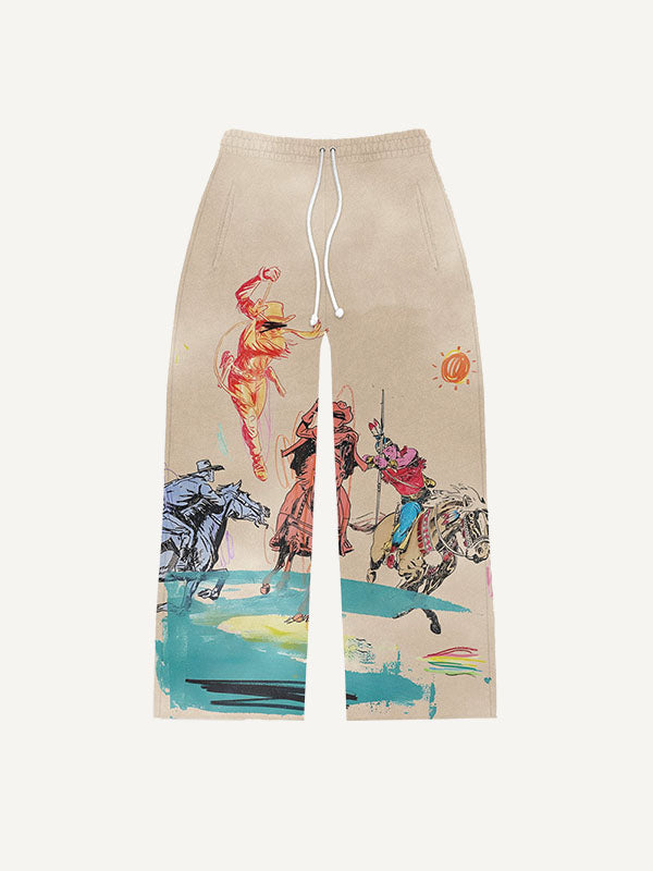 Figure&Horse&Graphic Print Elastic Waist Pants