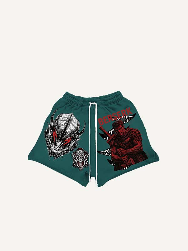 Figure&Graphic Print Drawstring Waist Shorts