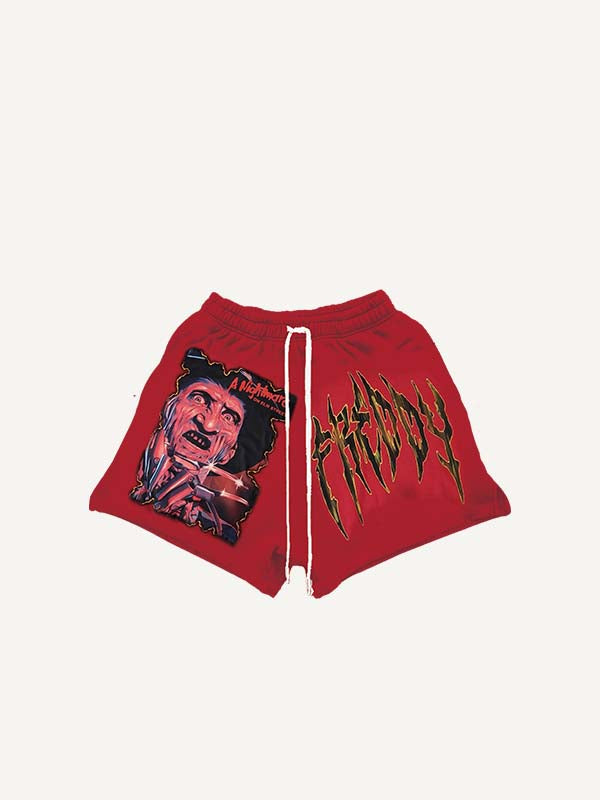Horror Print Drawstring Waist Shorts