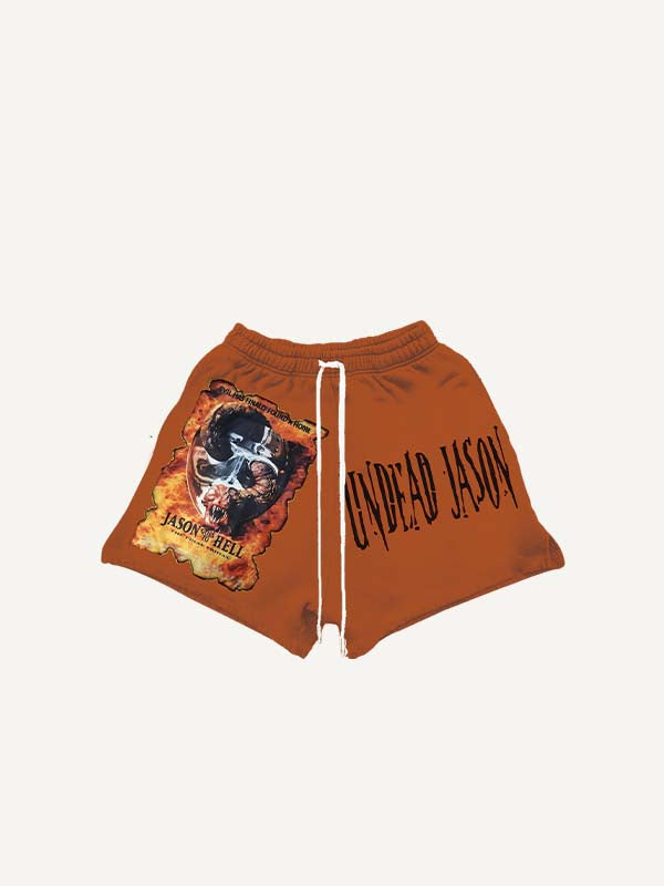 Horror Print Drawstring Waist Shorts
