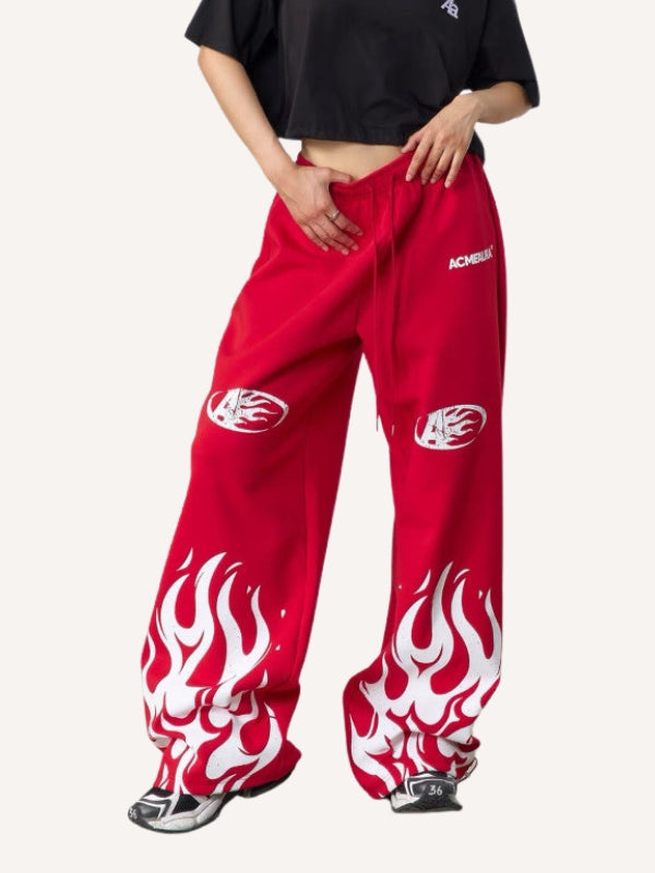 Letter&Graphic Print Drawstring Waist Sweatpants