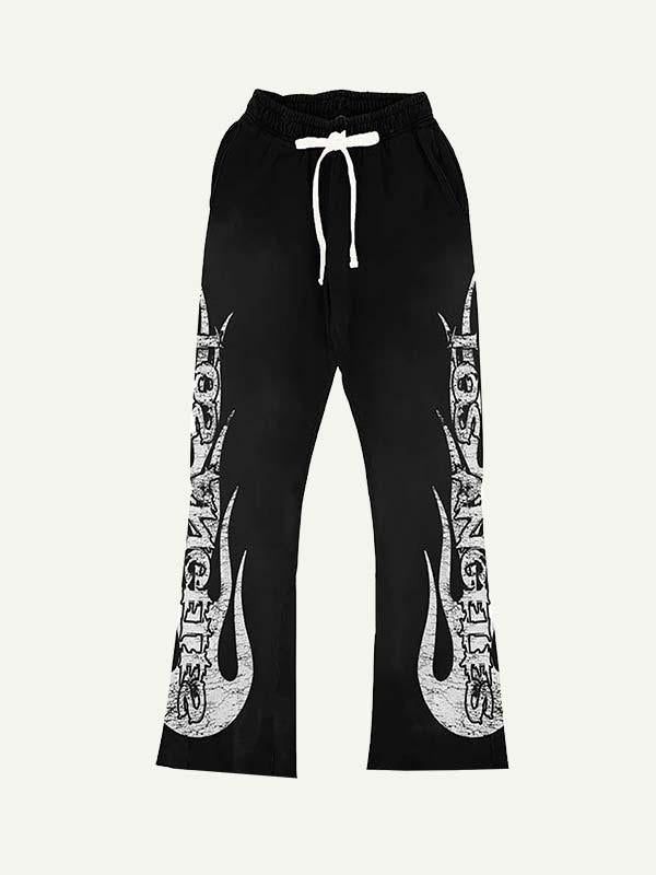 Fire&Letter Elastic Waist Pants