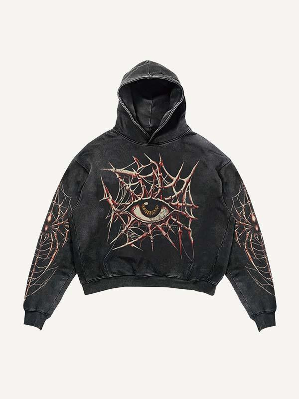 Eye&Letter&Graphic Print Slant Pockets Hoodie
