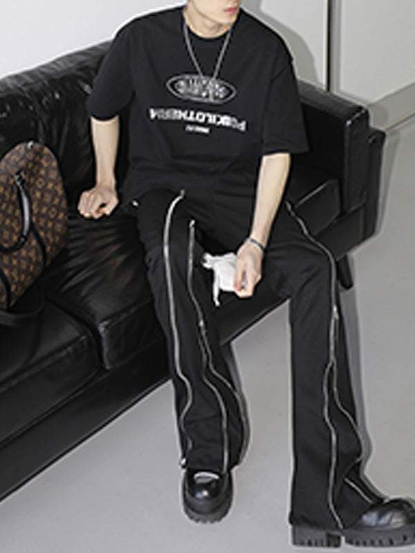 Split Zipper Slightly Wide Leg Jeans