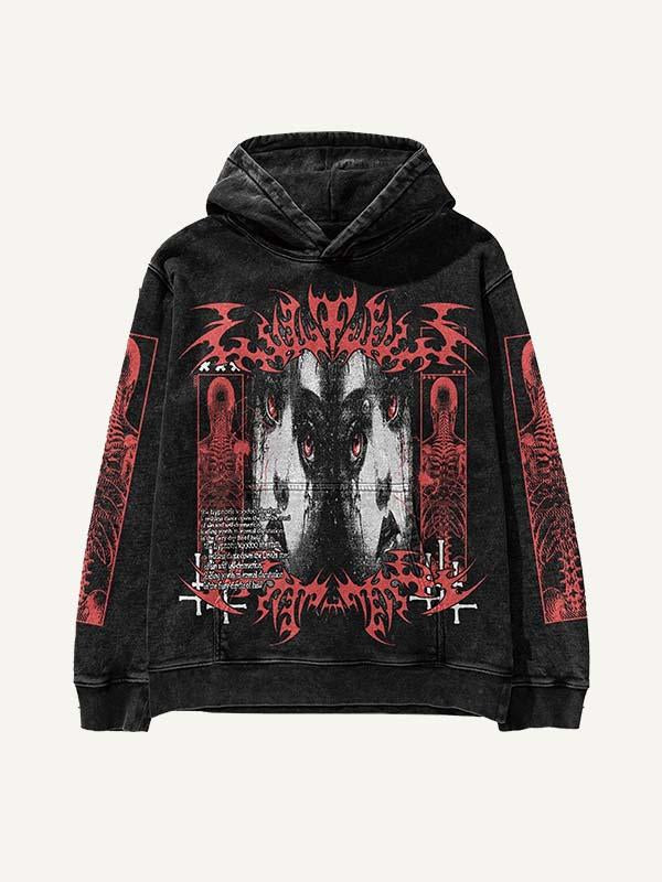 Figure&Skeleton&Graphic&Letter Print Slant Pockets Hoodie
