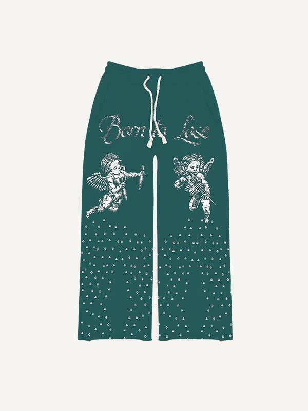 Angel&Gun&Letter Print Elastic Waist Pants