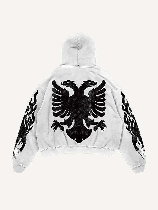 Eagle Graphic Print Slant Pockets Hoodie