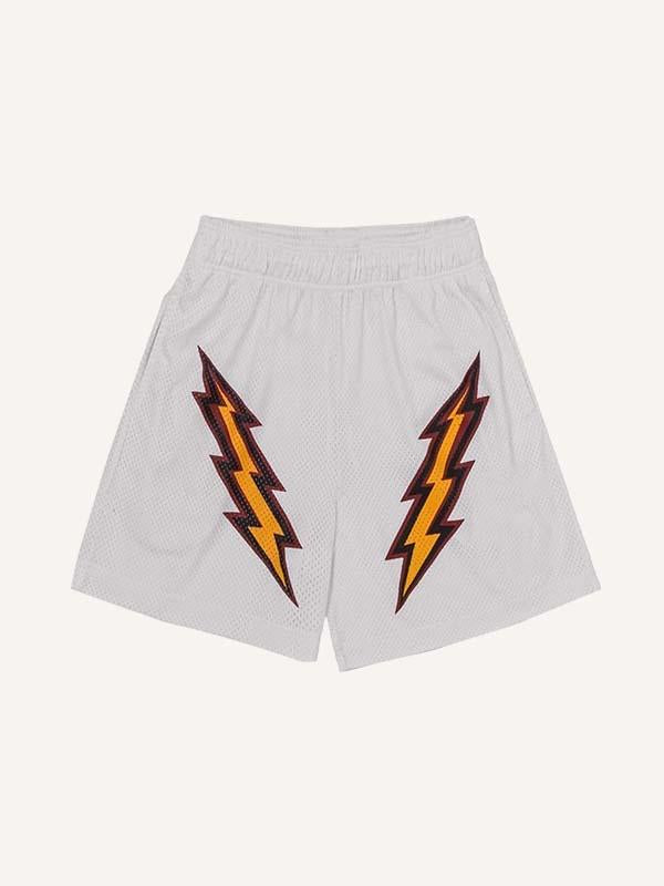 Lightning Print Mesh Drawstring Waist Shorts