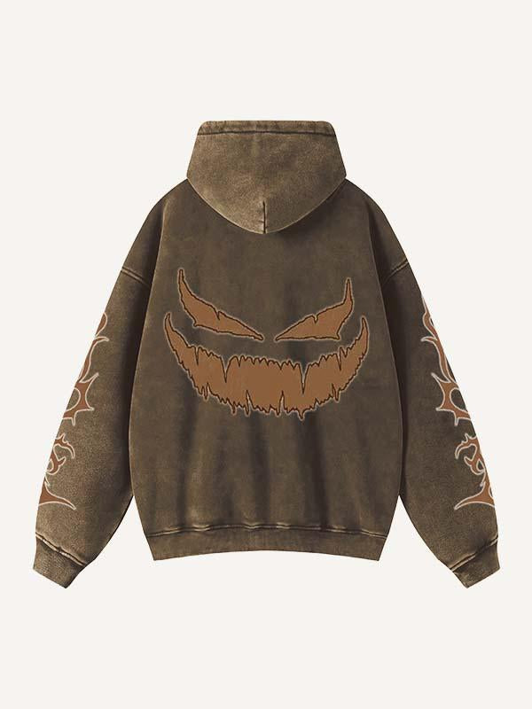 Letter Graphic Print Zip Up Slant Pockets Hooded Coat