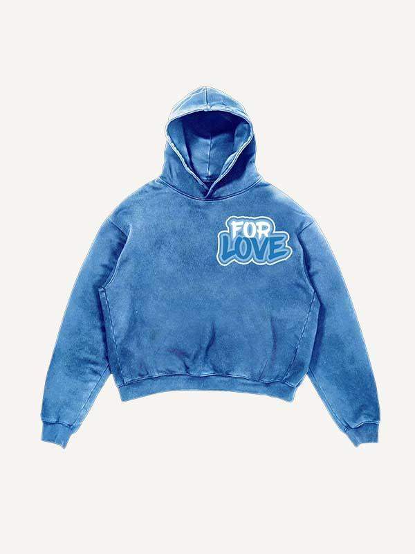 Love Figure&Cross&Skeleton Faux Decal Print Slant Pockets Hoodie