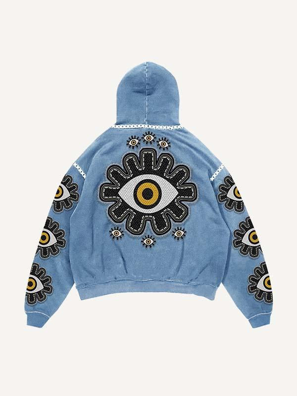 Eye&Letter Faux Decal Print Slant Pockets Hoodie