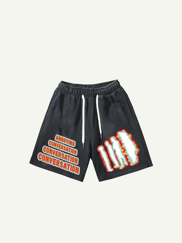 Figure Print Drawstring Waist Shorts