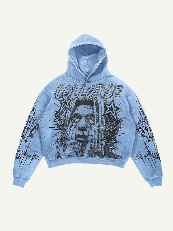 Figure&Star Graphic Print Slant Pockets Hoodie
