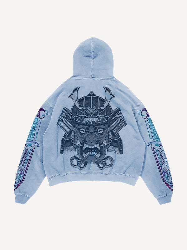 Ghost General&Dagger Print Slant Pockets Hoodie