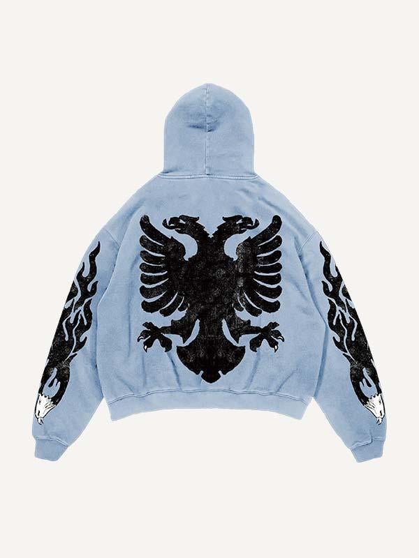Eagle Graphic Print Slant Pockets Hoodie