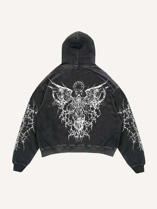 Figure&Wing Graphic Print Slant Pockets Hoodie