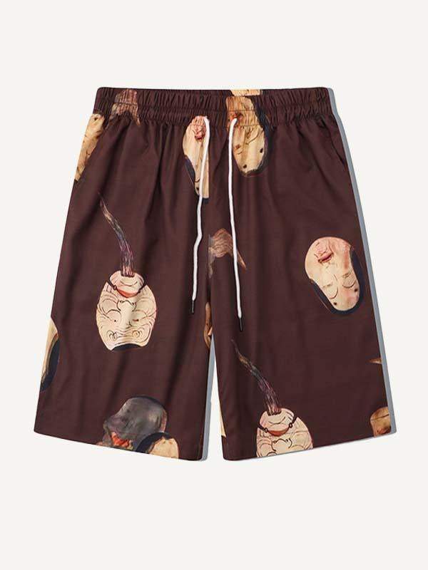 Figure Print Drawstring Waist Two-Piece Set