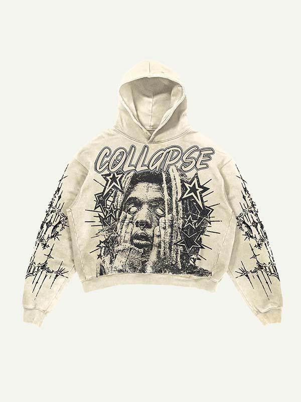 Figure&Star Graphic Print Slant Pockets Hoodie