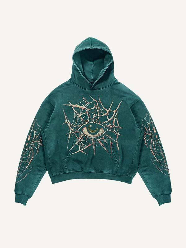 Eye&Letter&Graphic Print Slant Pockets Hoodie