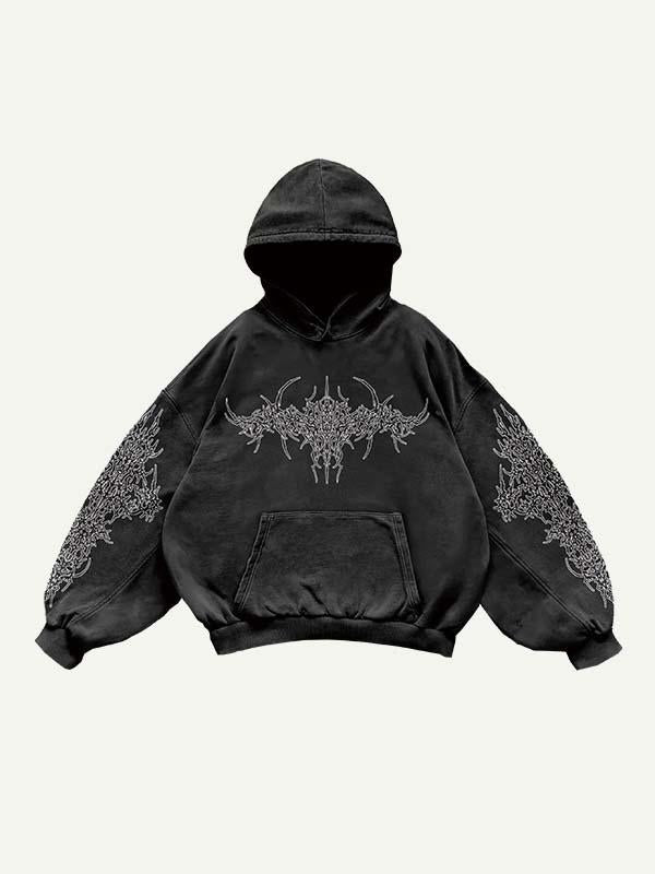 Graphic Print Slant Pockets Hoodie