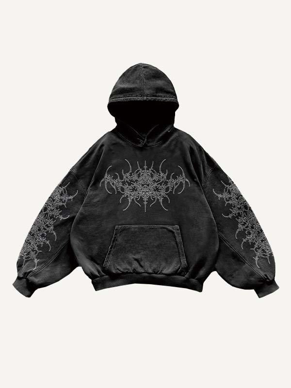 Graphic Print Slant Pockets Hoodie