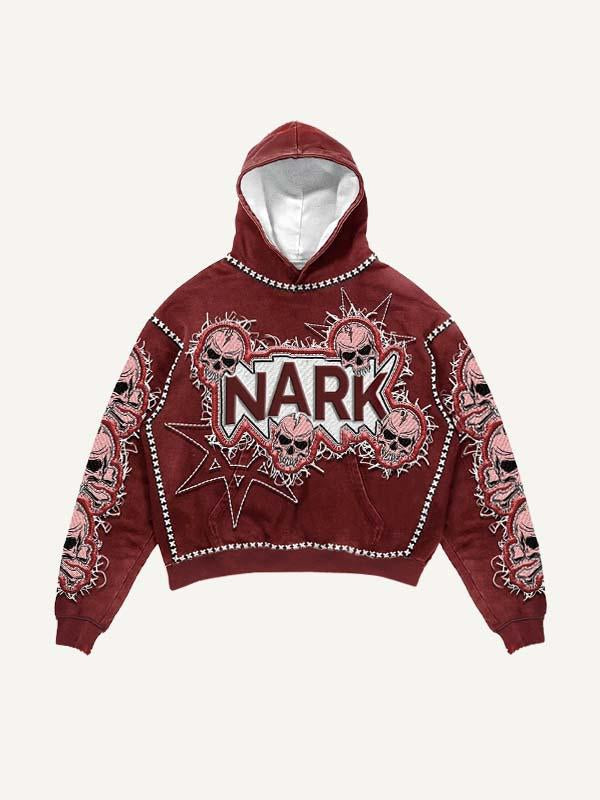 Skull&Letter Print Slant Pockets Hoodie